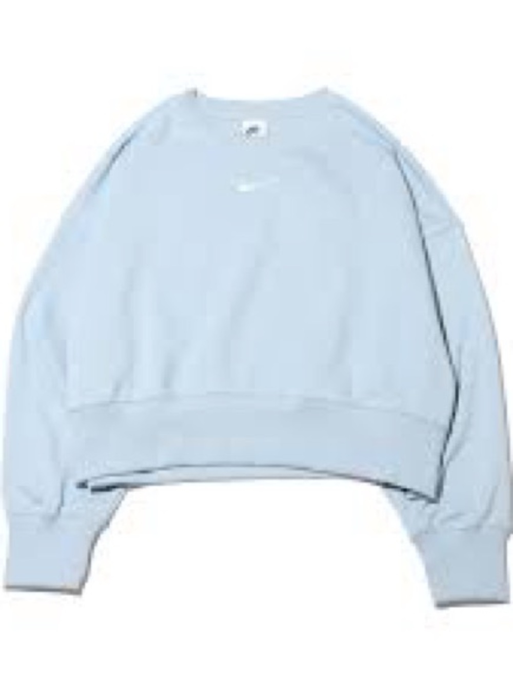 Nike Light Blue Cropped Crew Sweatshirt with White Swoosh - Picture 4 of 10